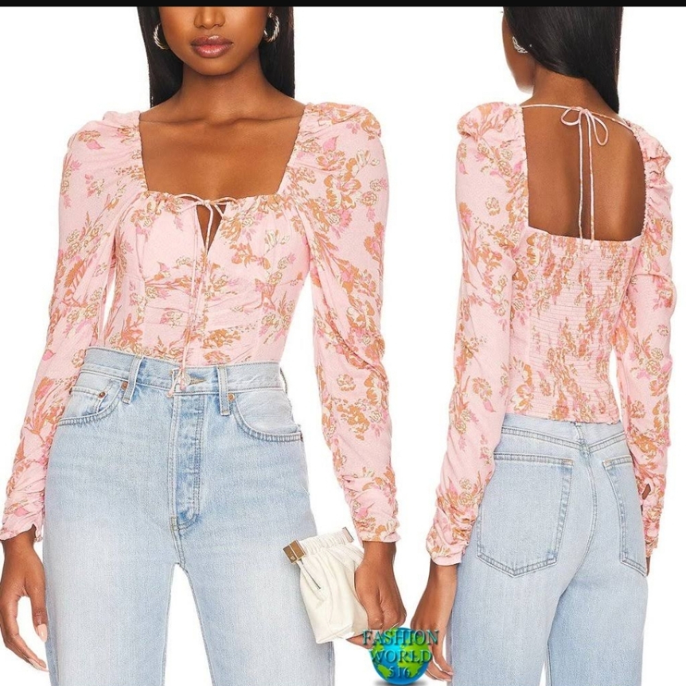 NWT Free People Pink Flower Blouse